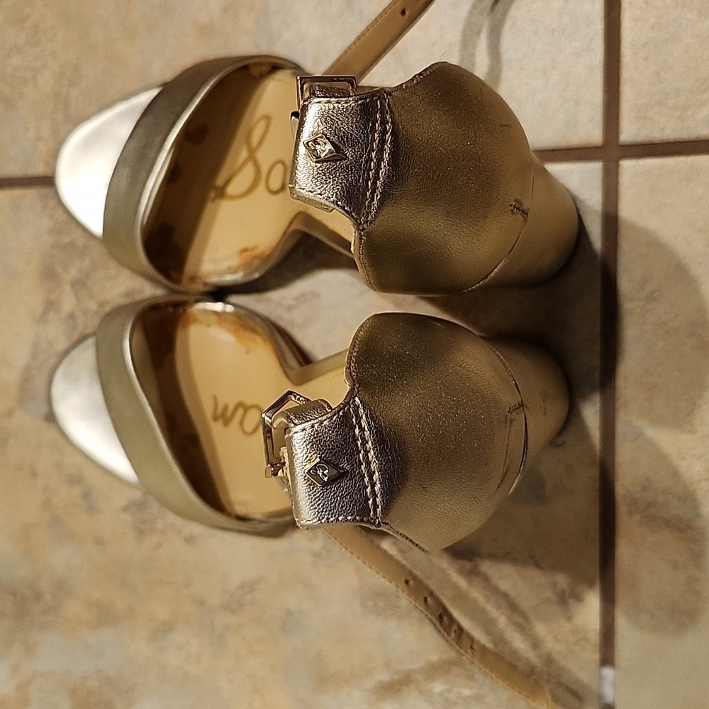 Sam edelman yaro block heels gold size 6.5 - Picture 3 of 13
